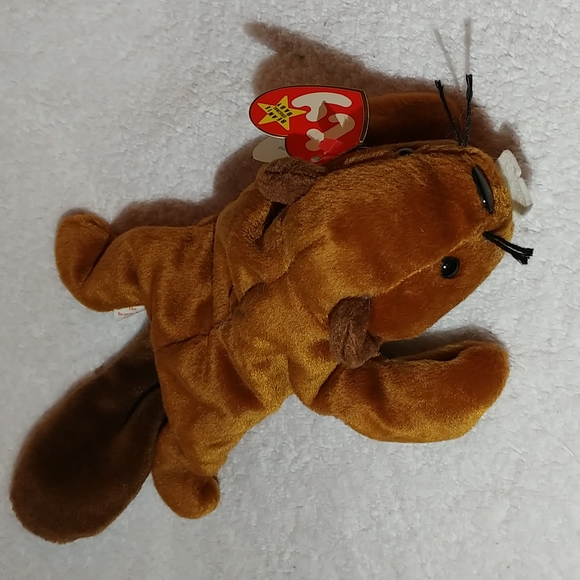 TY " Bucky " Beaver Beanie Baby - Rare w/ tag errors and P.V.C. pellets Retired - Picture 1 of 10